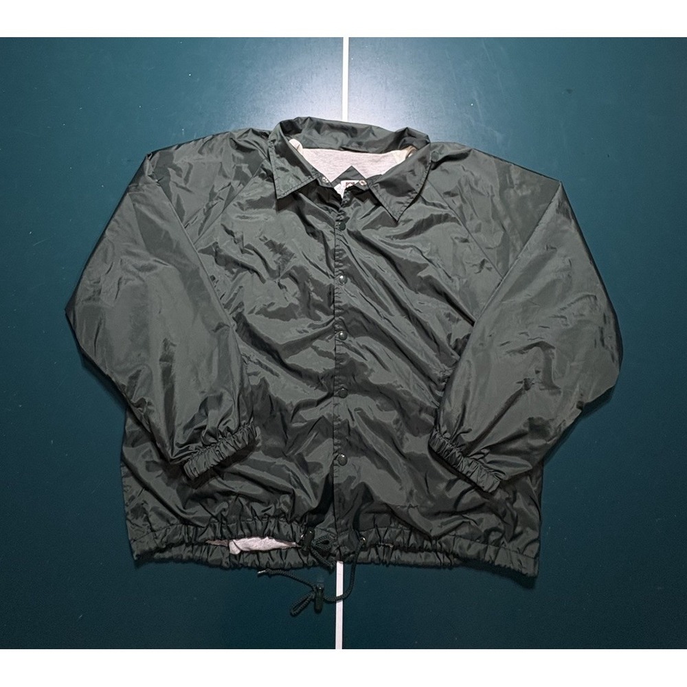 Vintage Franklin Coaches Jacket Men's XL Green Windbreaker Nylon Snaps Lined 90s